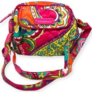 Vera Bradley Paisley Pink Swirls Crossbody Purse Shoulder Bag Water Resistant